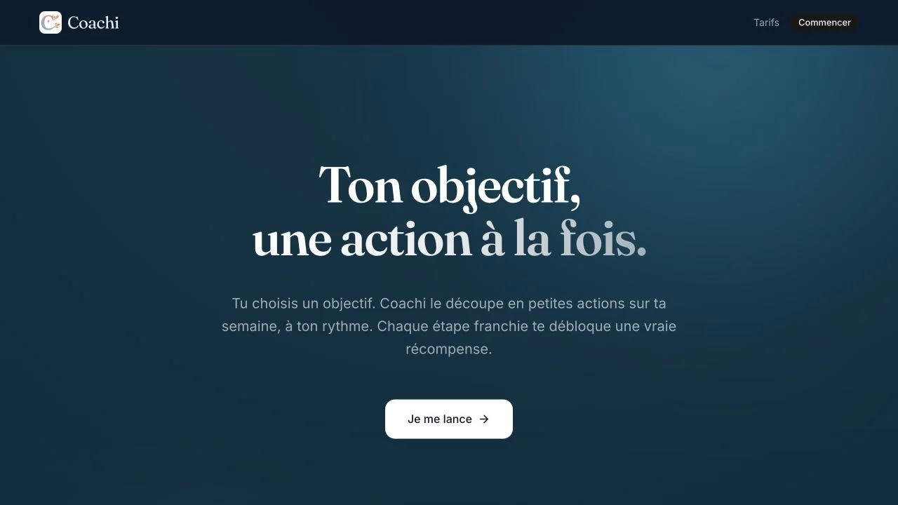Coachi : l'écran qui découpe un objectif en deux ou trois actions du jour